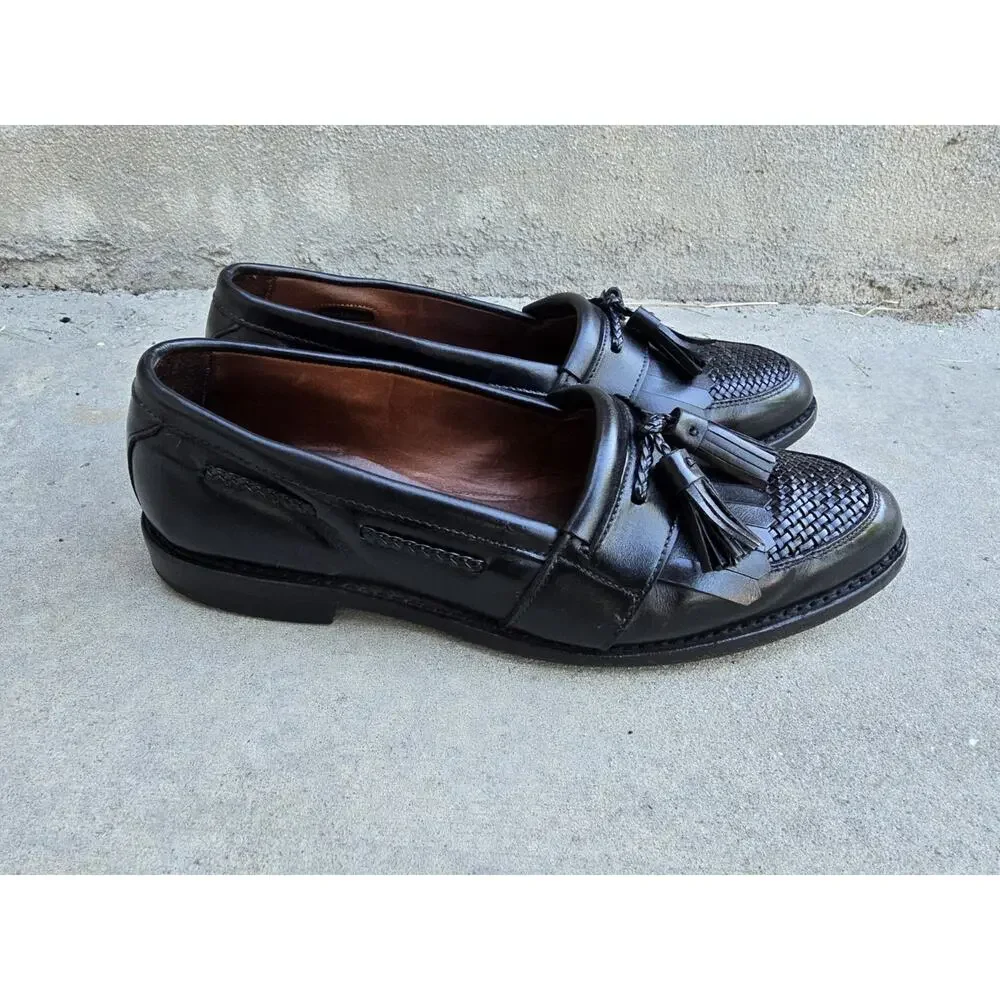 Allen Edmonds Cody Mens Sz 10 D Black & Brown Woven Tassel Loafer Shoes